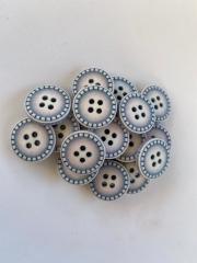 Renkli Eskitme Ahşap Düğme (1.5 cm) Açık Mavi