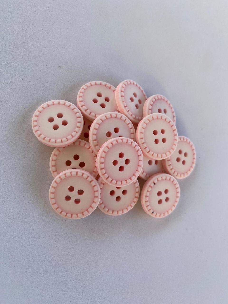 Renkli Eskitme Ahşap Düğme (1.5 cm) Bebek Pembesi