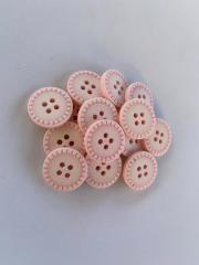 Renkli Eskitme Ahşap Düğme (1.5 cm) Bebek Pembesi