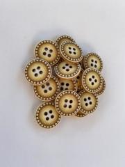 Renkli Eskitme Ahşap Düğme (1.5 cm) Cappuccino