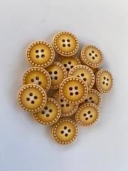 Renkli Eskitme Ahşap Düğme (1.5 cm) Hardal