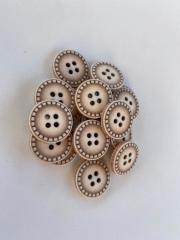 Renkli Eskitme Ahşap Düğme (1.5 cm) Kahverengi