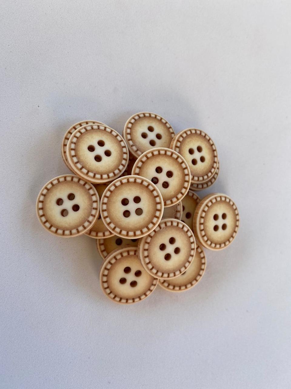 Renkli Eskitme Ahşap Düğme (1.5 cm) Karamel
