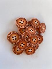 Renkli Eskitme Ahşap Düğme (1.5 cm) Kiremit