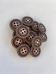 Renkli Eskitme Ahşap Düğme (1.5 cm) Koyu Kahve