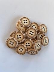 Renkli Eskitme Ahşap Düğme (1.5 cm) Koyu Karamel