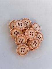 Renkli Eskitme Ahşap Düğme (1.5 cm) Koyu Somon