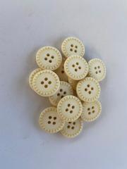 Renkli Eskitme Ahşap Düğme (1.5 cm) Krem