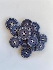 Renkli Eskitme Ahşap Düğme (1.5 cm) Lacivert