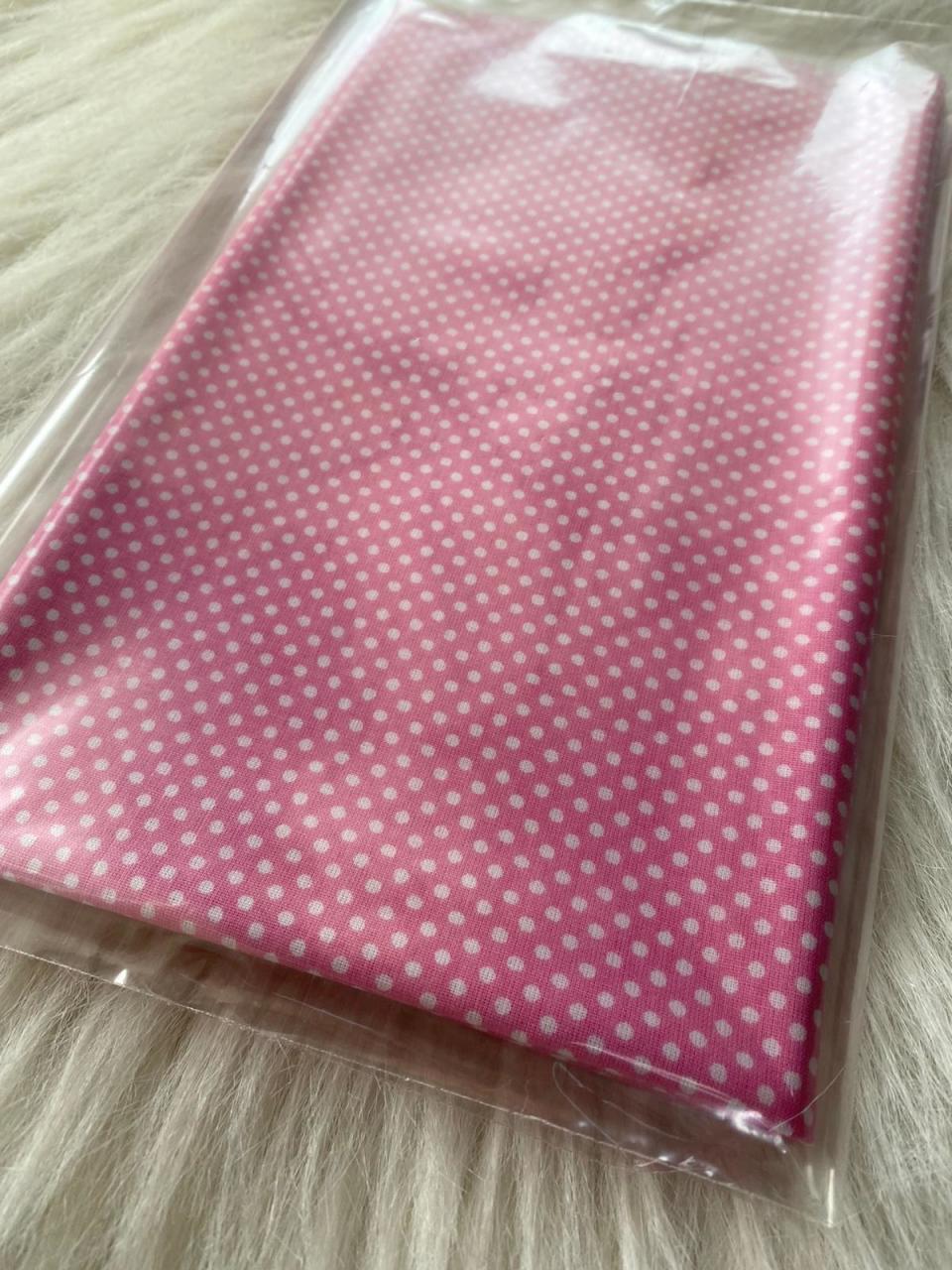 Puantiyeli Pembe poplin Kumaş 50x120cm