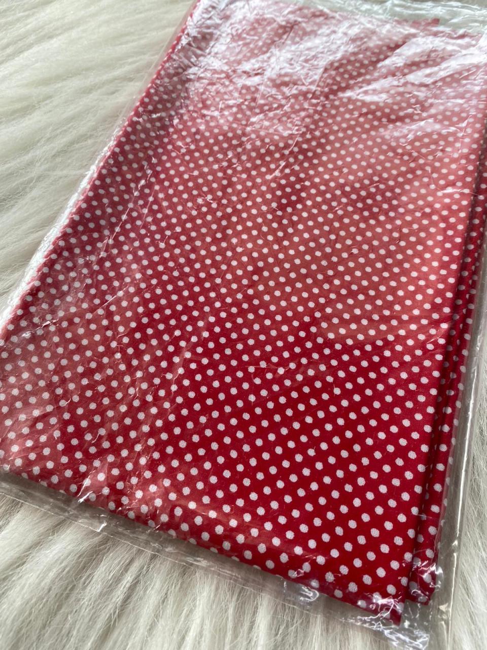 Puantiyeli Kırmızı poplin Kumaş 50x120cm