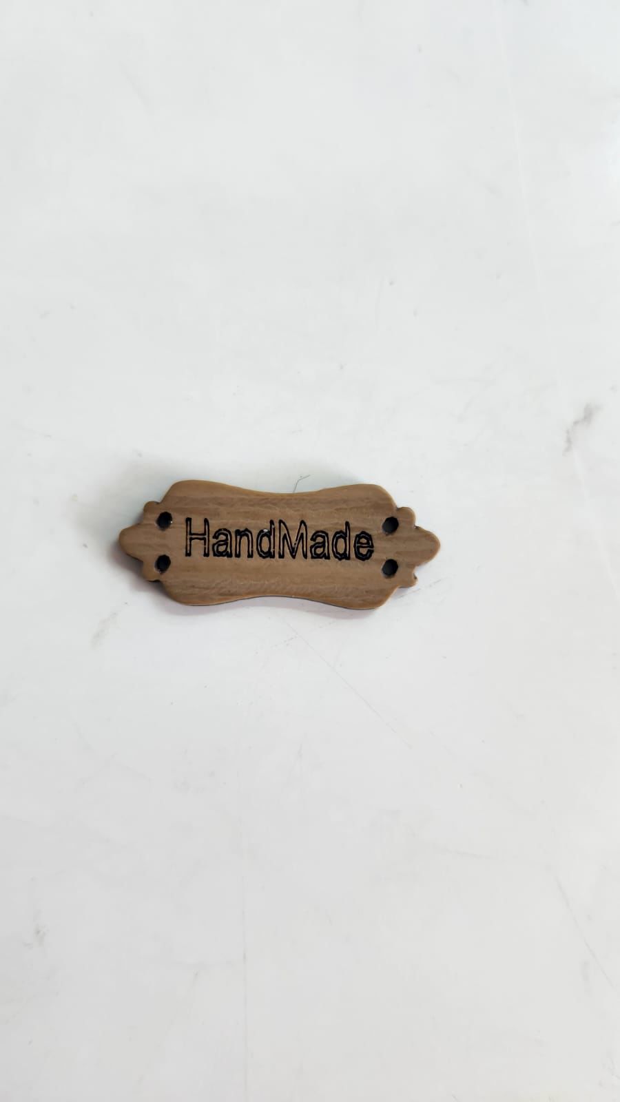 Handmade Bej Düğme Ve Etiket Dekoratif dikdörtgen