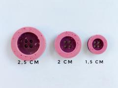 Taş Eskitme Düğme (2.5 cm) Açık Pembe