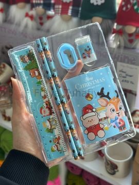 Yılbaşı Çocuk Kırtasiye Seti Mavi