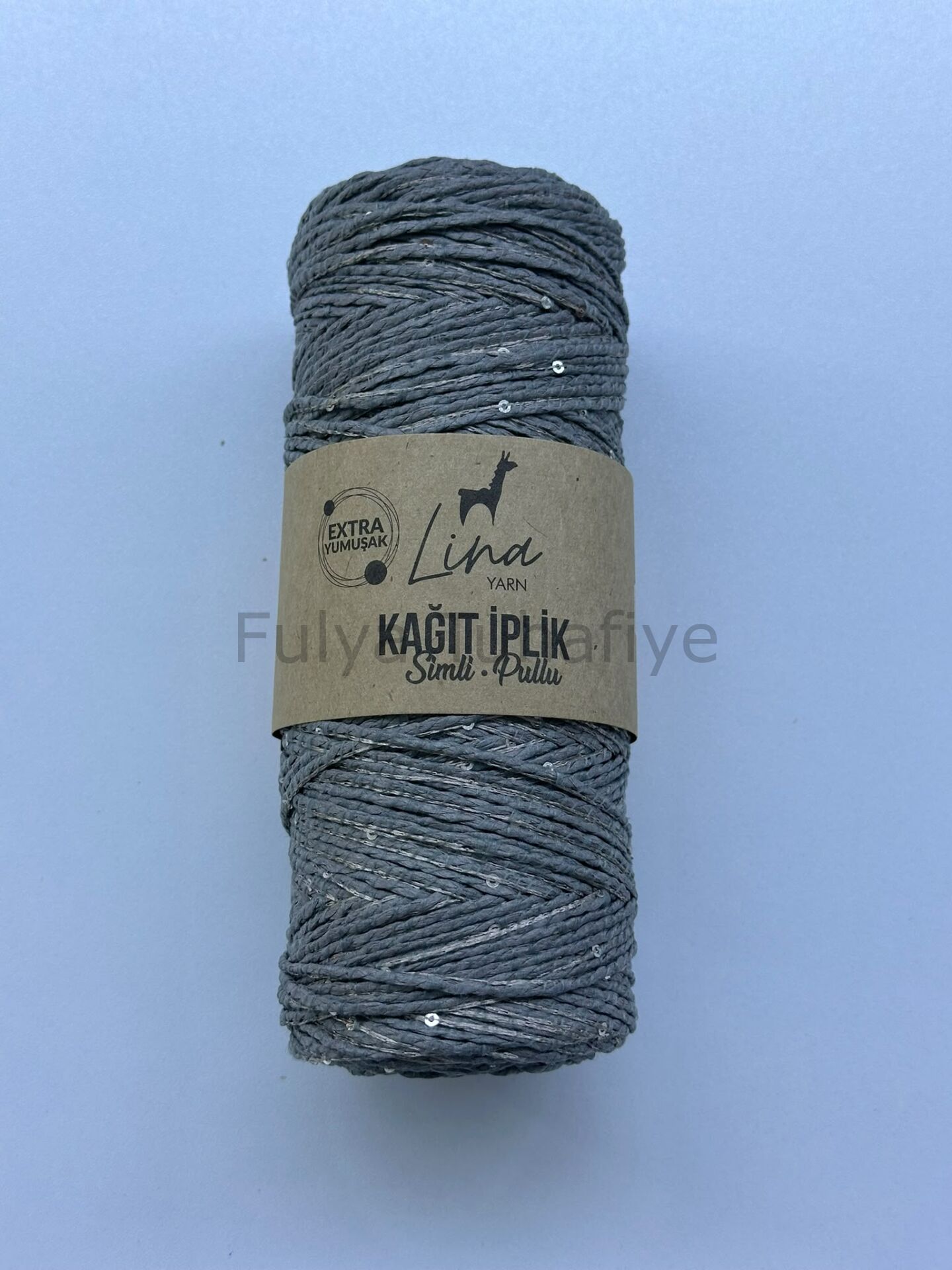 Lina Yarn Simli Pullu Kağıt İp Gri