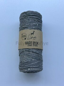 Lina Yarn Simli Pullu Kağıt İp Gri