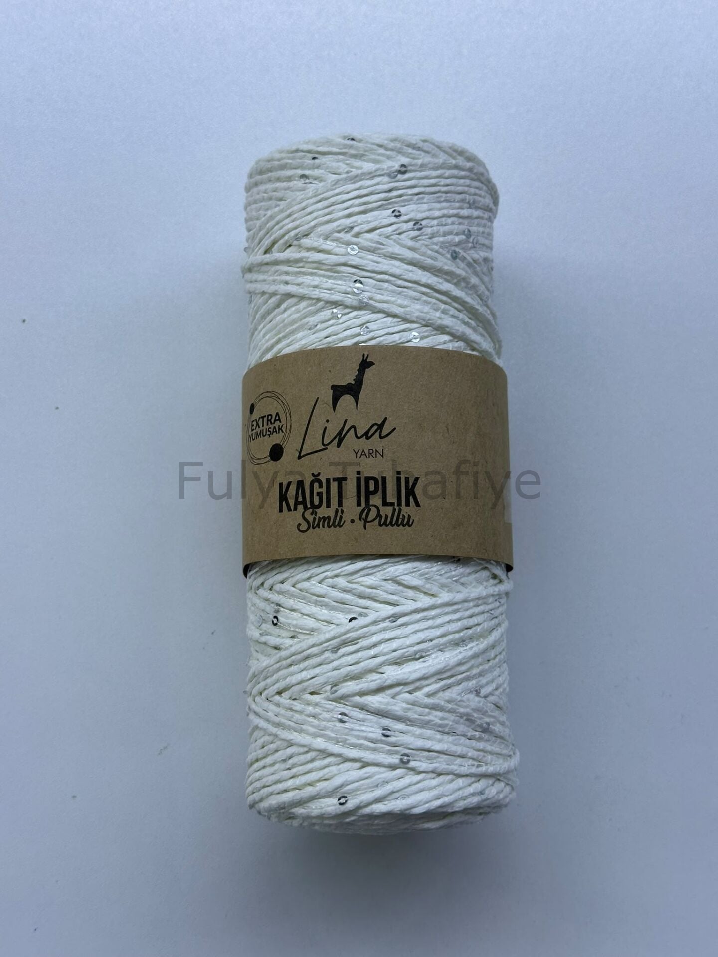 Lina Yarn Simli Pullu Kağıt İp Beyaz