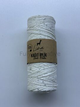 Lina Yarn Simli Pullu Kağıt İp Beyaz