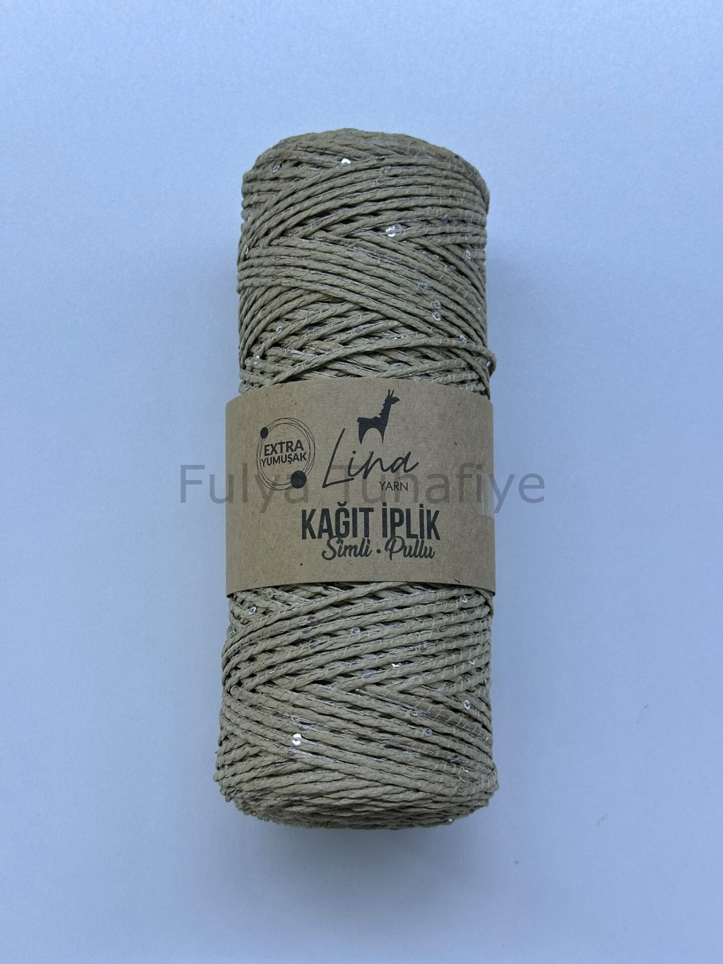 Lina Yarn Simli Pullu Kağıt İp Bej