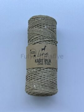 Lina Yarn Simli Pullu Kağıt İp Bej