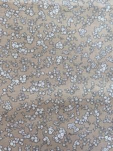 Bej Beyaz Çiçekli 48x82 cm Poplin Kumaş