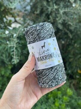 Lina Yarn Makrome Simli Pullu Siyah gri