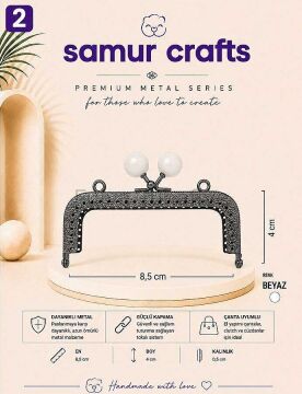 Kare 8.5 cm çanta klipsi Beyaz toplu