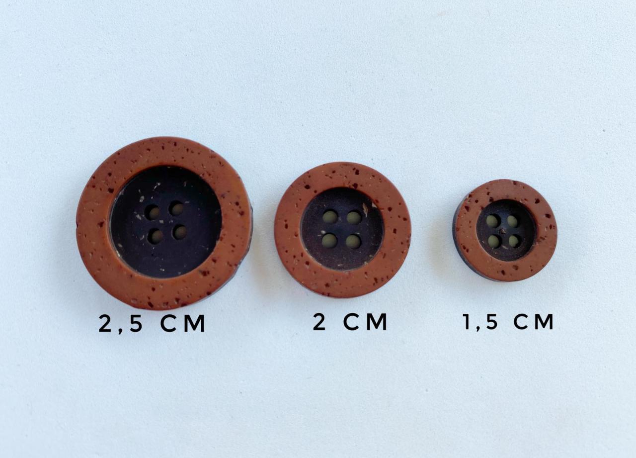 Taş Eskitme Düğme (2 cm) Kahverengi