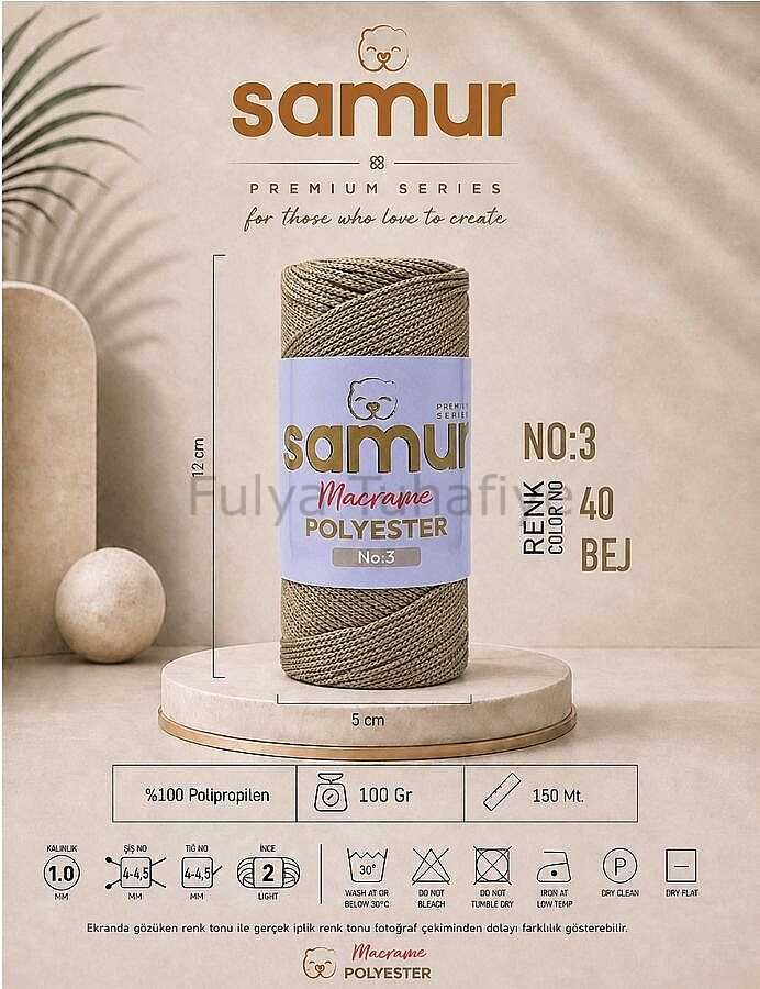 Samur Polyester Makrome 3 mm 0040 Bej
