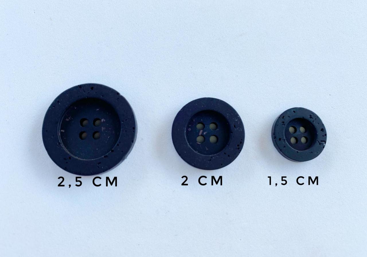 Taş Eskitme Düğme (2 cm) Siyah