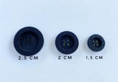 Taş Eskitme Düğme (2 cm) Siyah