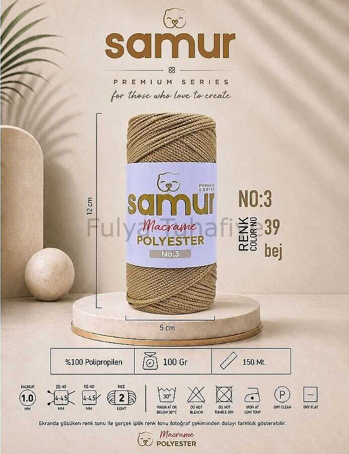 Samur Polyester Makrome 3 mm 0039 Bej