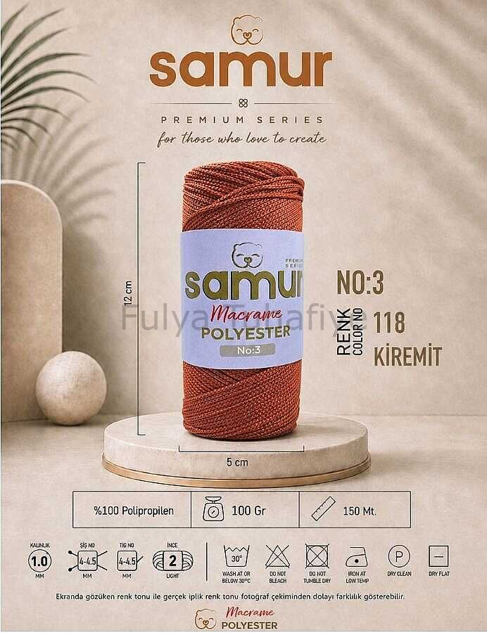 Samur Polyester Makrome 3 mm 0118 Kiremit