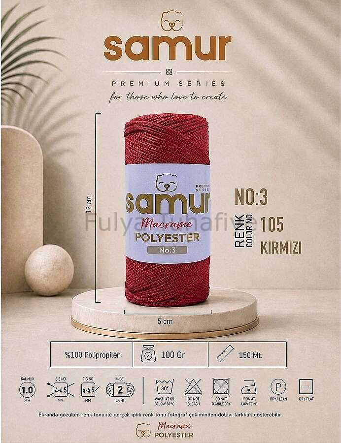 Samur Polyester Makrome 3 mm 0105 Bordo