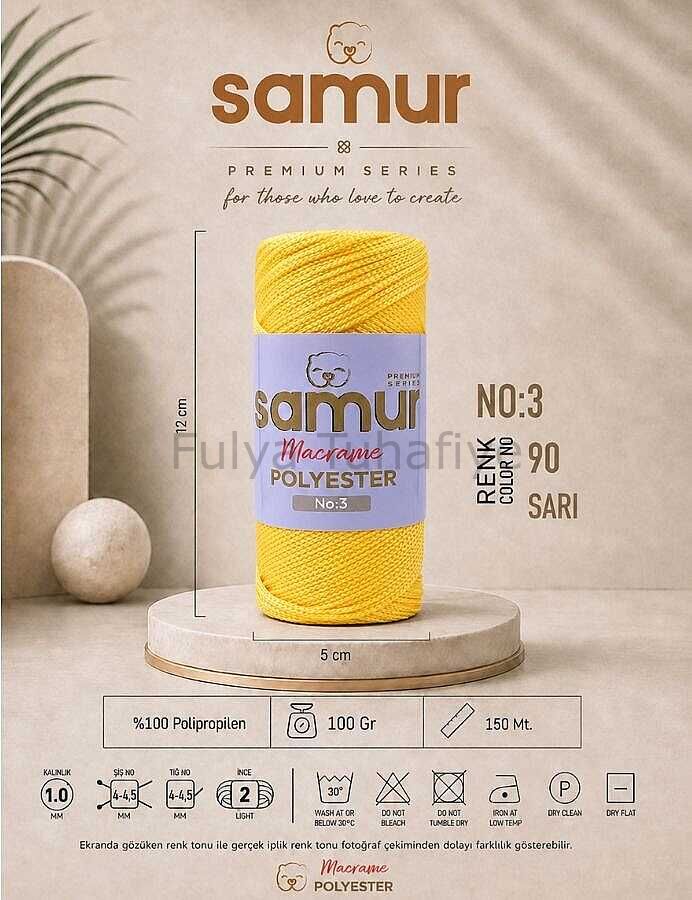 Samur Polyester Makrome 3 mm 0090 Sarı