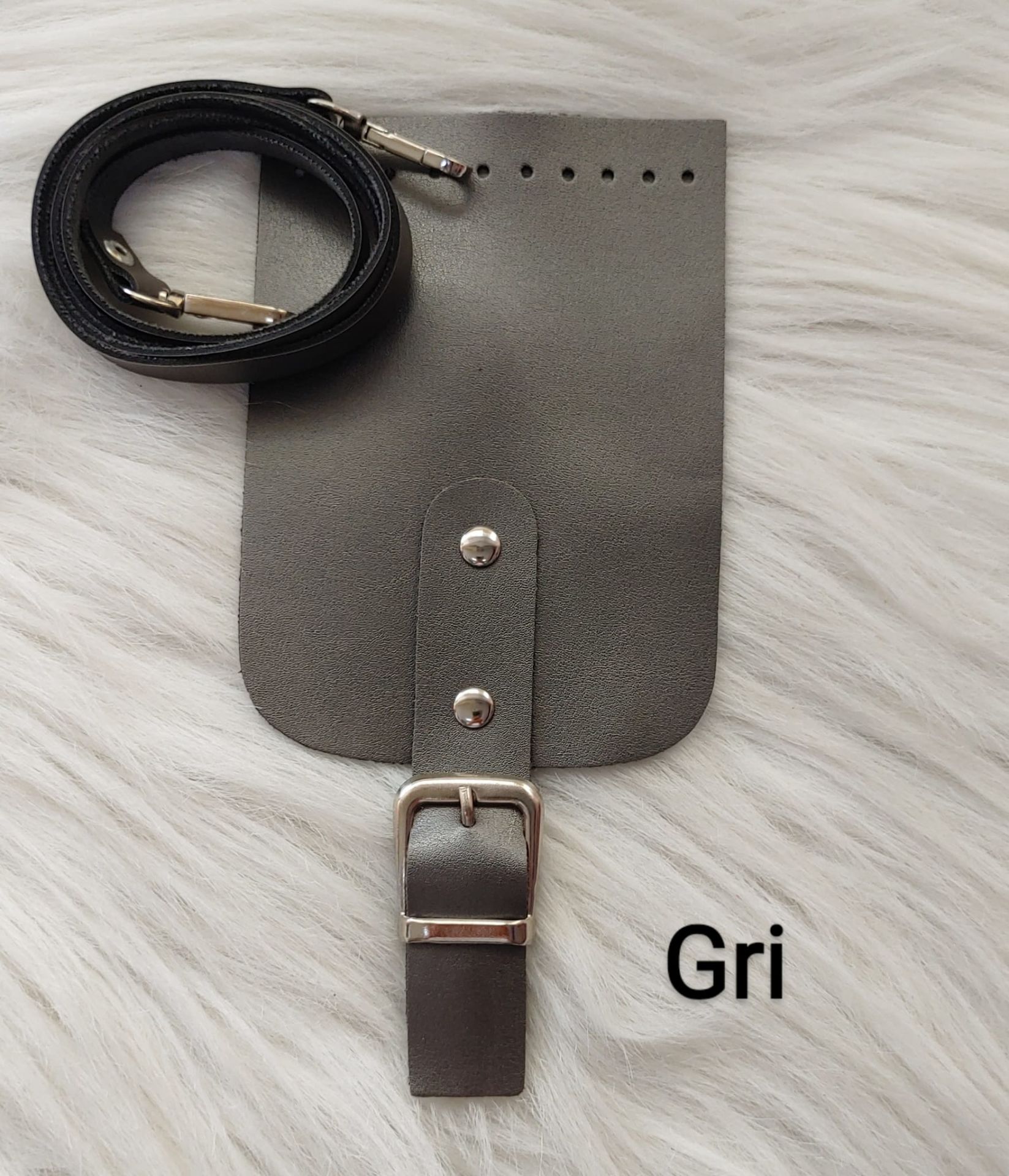 Mini Çanta Kapak Askı Seti Gri