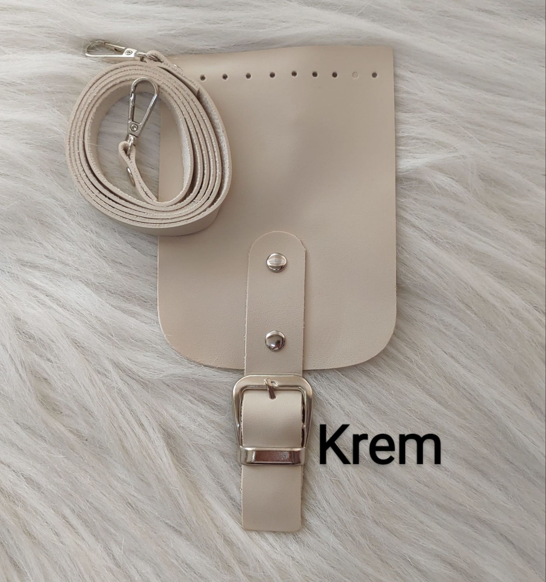 Mini Çanta Kapak Askı Seti Krem