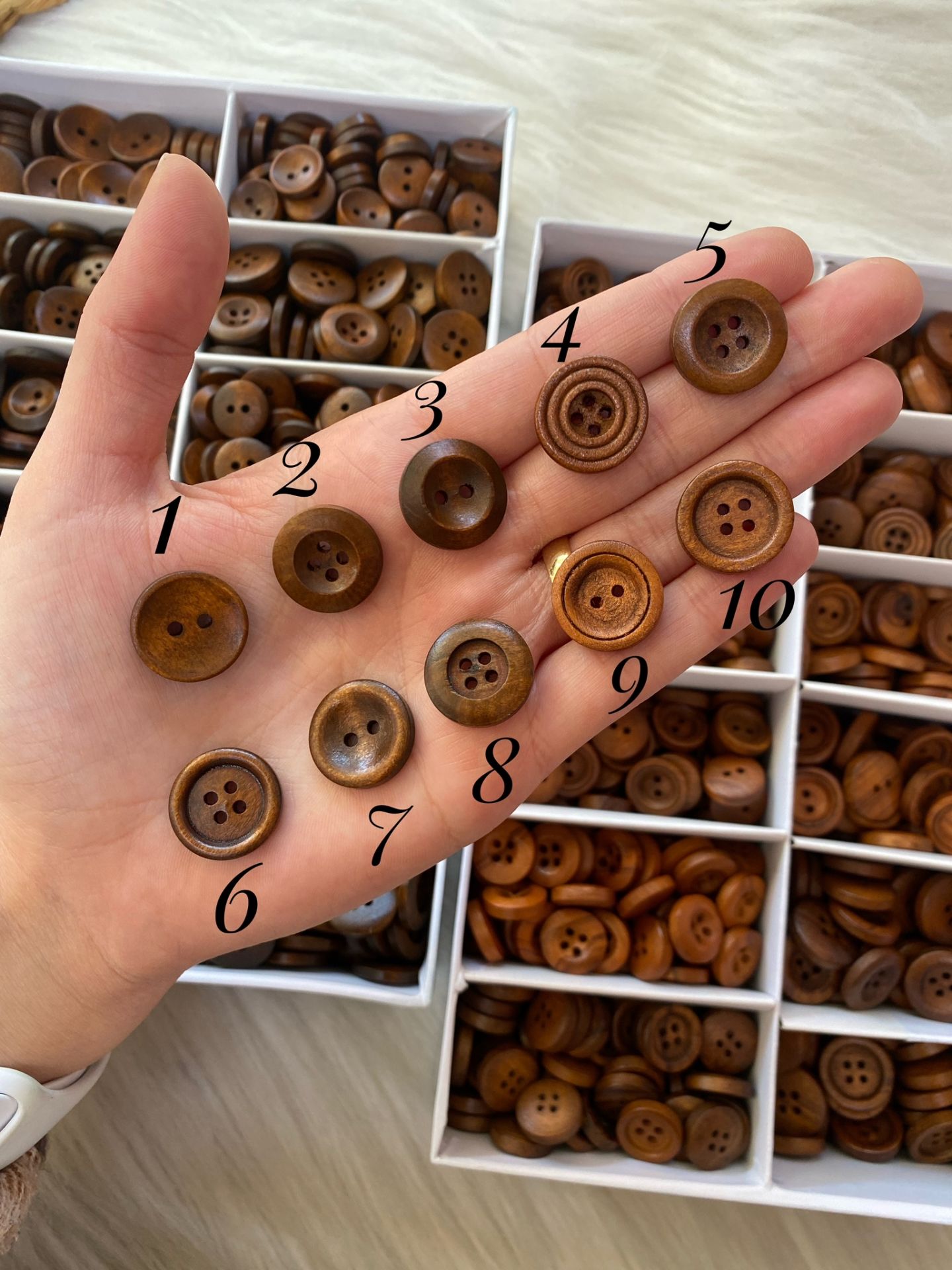 Ahşap Ceviz 1,5 cm Düğmeler