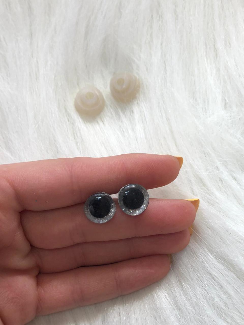 12 mm Simli Renkli Gözler Gri