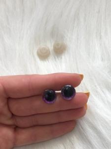 12 mm Simli Renkli Gözler Mor