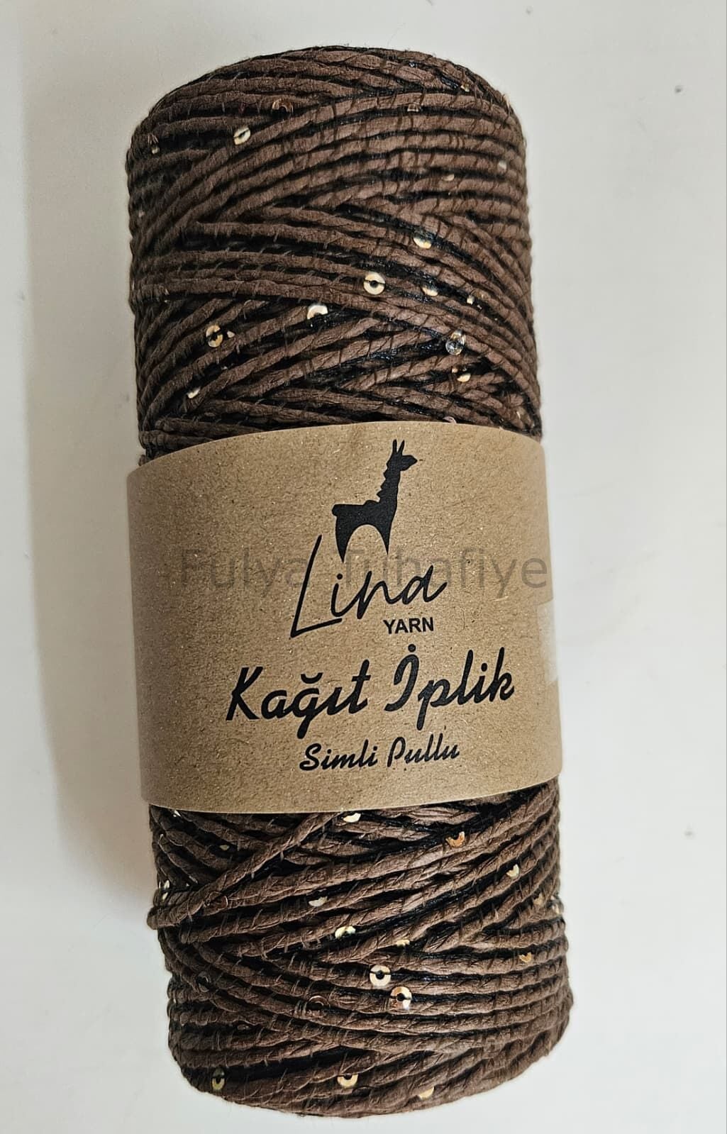 Lina Yarn Simli Pullu Kağıt İp Kahverengi