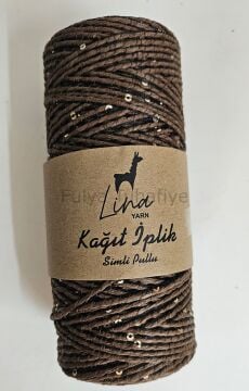 Lina Yarn Simli Pullu Kağıt İp Kahverengi