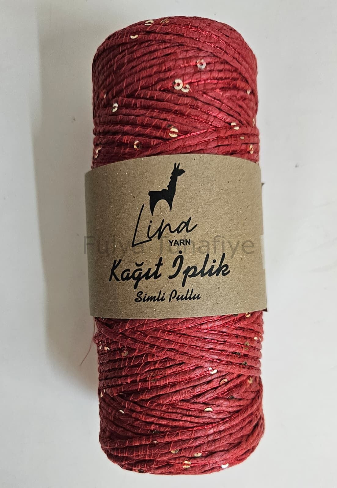 Lina Yarn Simli Pullu Kağıt İp Kırmızı