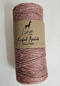 Lina Yarn Simli Pullu Kağıt İp Gül Kurusu