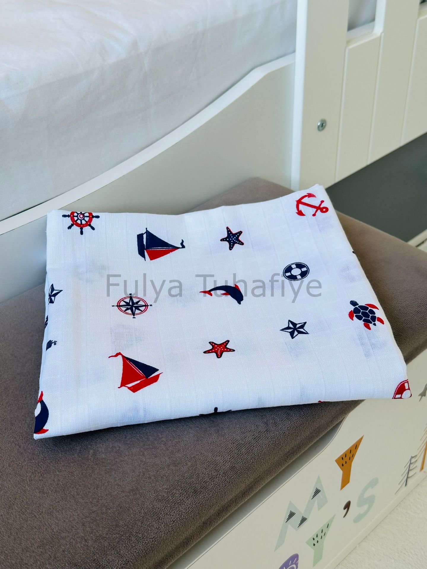 Çok Amaçlı Müslin Bebek Battaniyesi %100 Pamuk Denizci