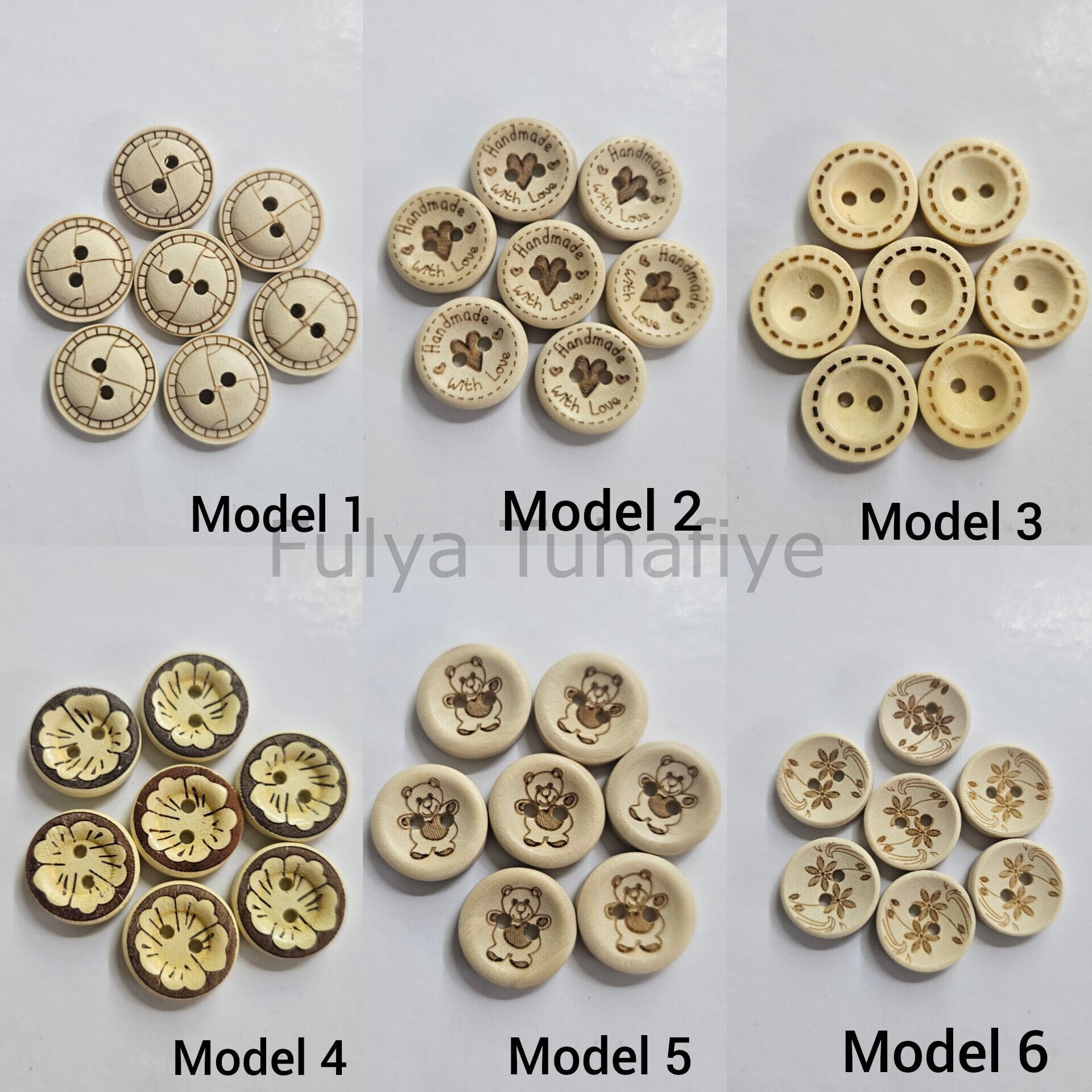 Doğal Renk Ahşap Bebe Düğme 1.5 cm