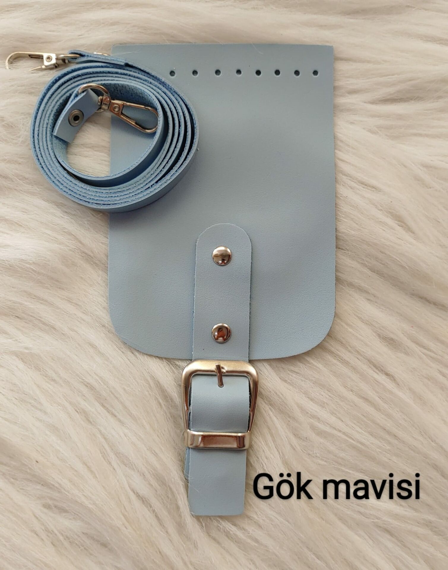 Mini Çanta Kapak Askı Seti Gök mavisi