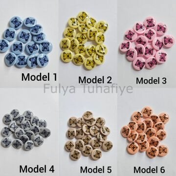 Ayıcık Desen Bebe Düğme