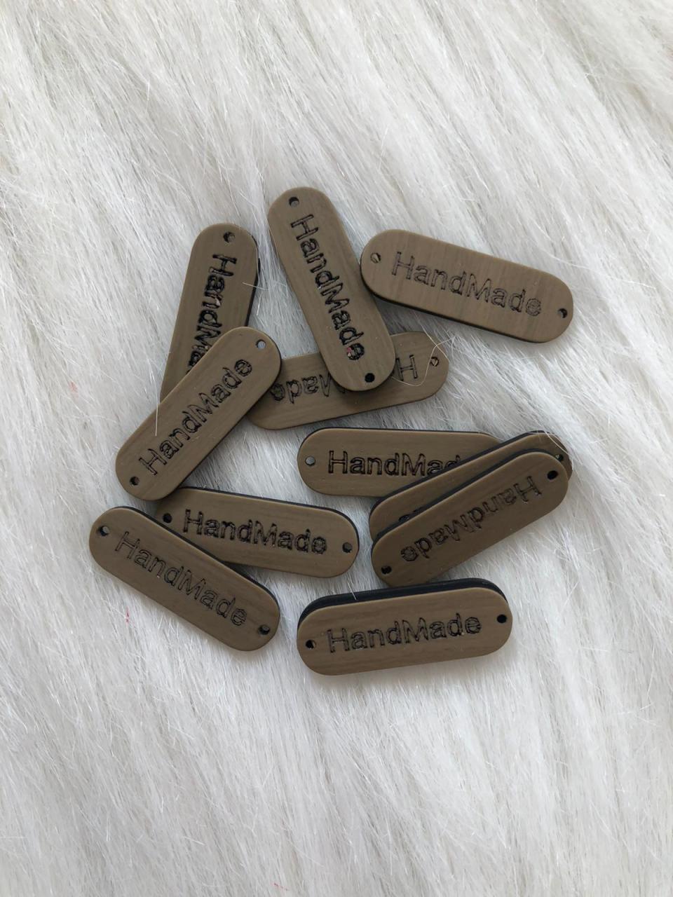 Handmade Bej Düğme Ve Etiket Oval