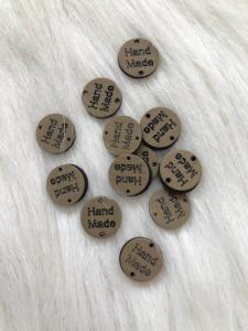 Handmade Bej Düğme Ve Etiket Yuvarlak
